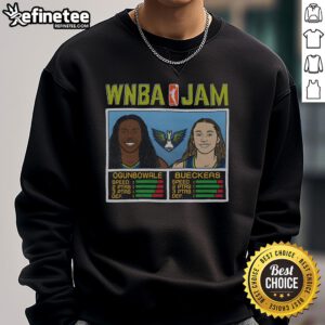 Alt Text: Official WNBA Jam sweatshirt featuring Ogunbowale and Bueckers, perfect for fans and stylish sportswear.