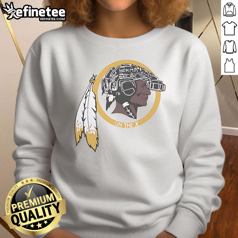 Official Washington Commanders Redskins On The X mascot sweatshirt featuring vibrant team colors and logo.