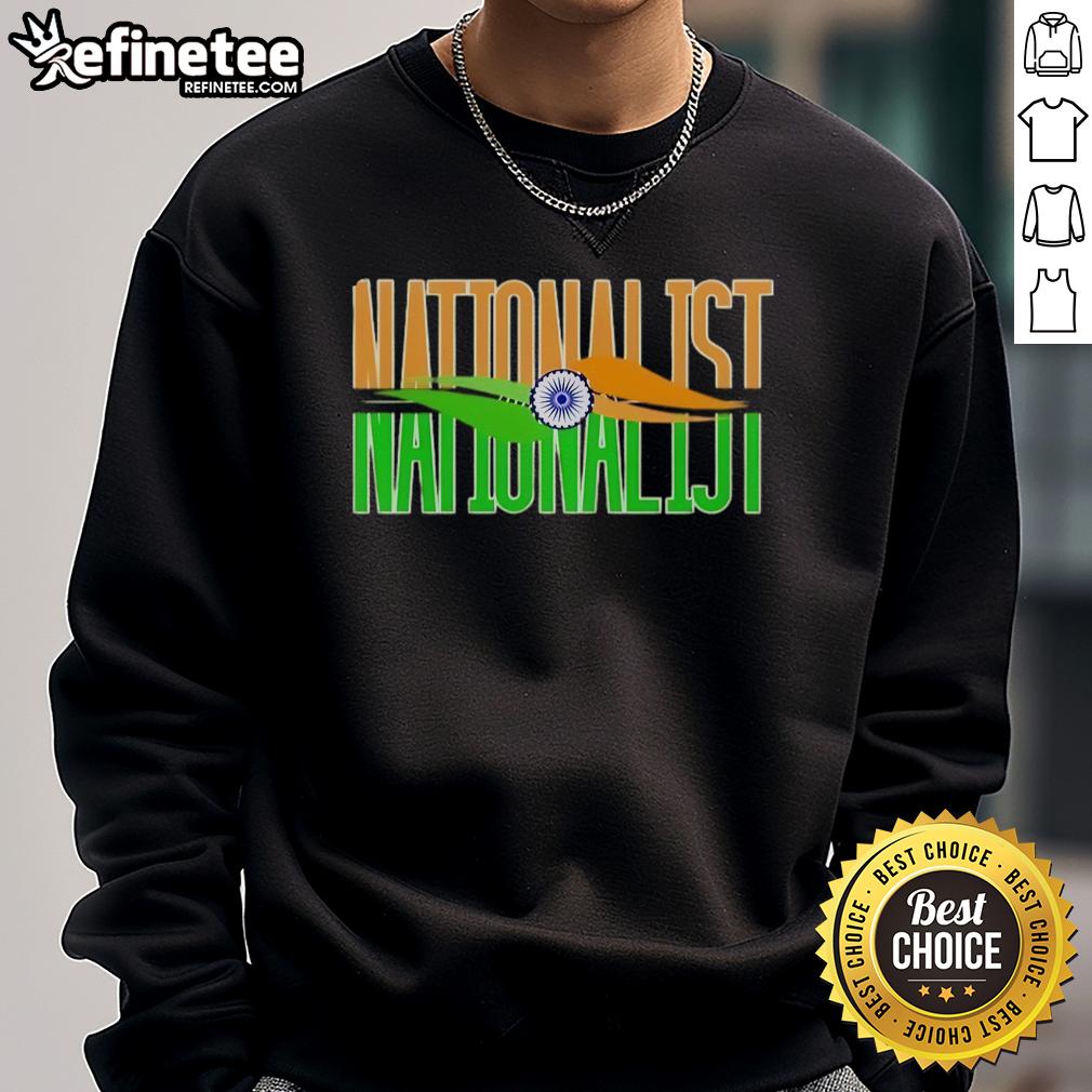 Original Outfitgoal Nationalist India Flag Sweatshirt featuring vibrant colors and bold design, perfect for patriotic fashion.