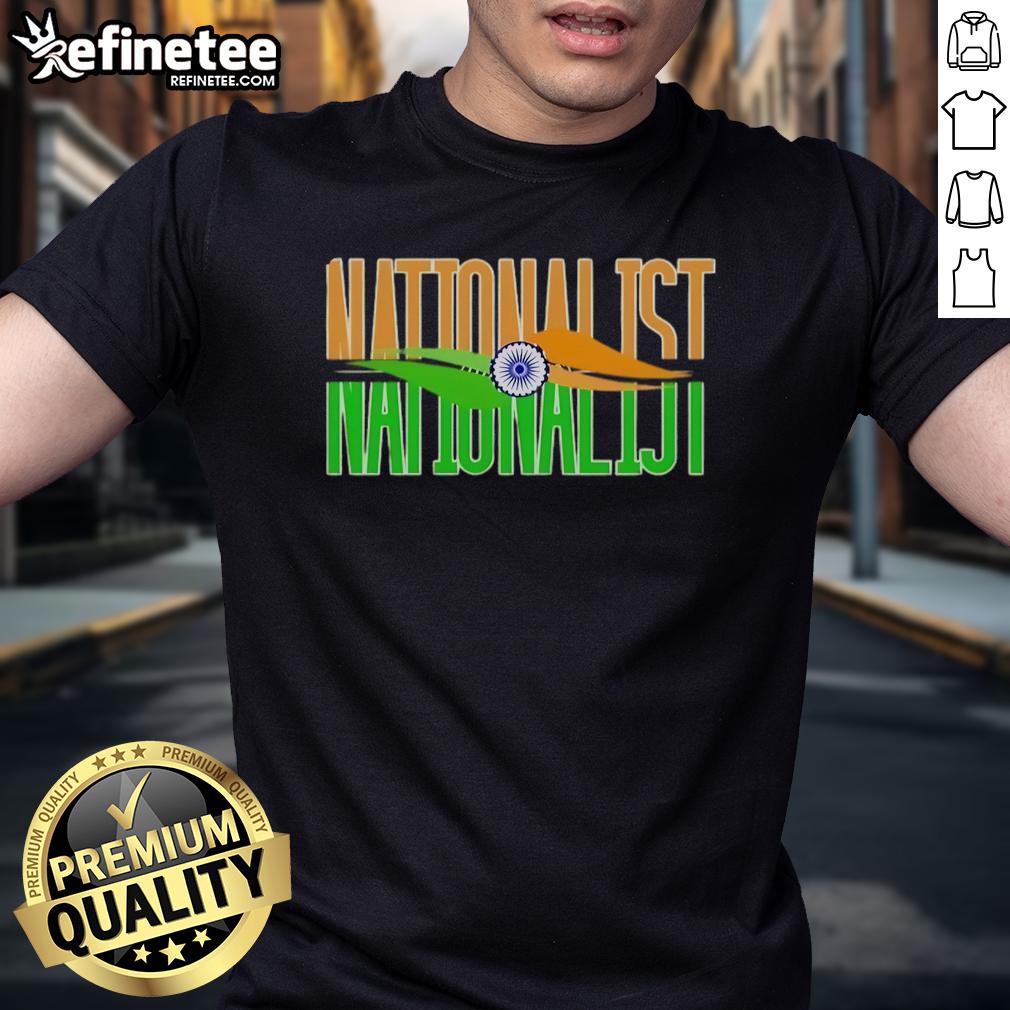 Original Outfitgoal Nationalist India Flag T-Shirt featuring vibrant colors and a stylish design for patriotic wear.
