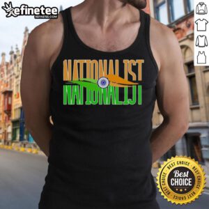 Original Outfitgoal Nationalist India Flag Tank Top featuring vibrant colors and patriotic design for casual wear.