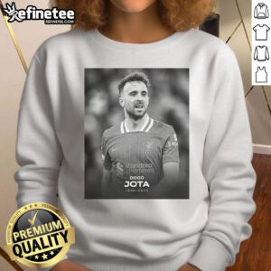 Alt Text: Original Rip Soccer Liverpool's Portuguese Diogo Jota Sweatshirt in vibrant red, showcasing team pride and style.