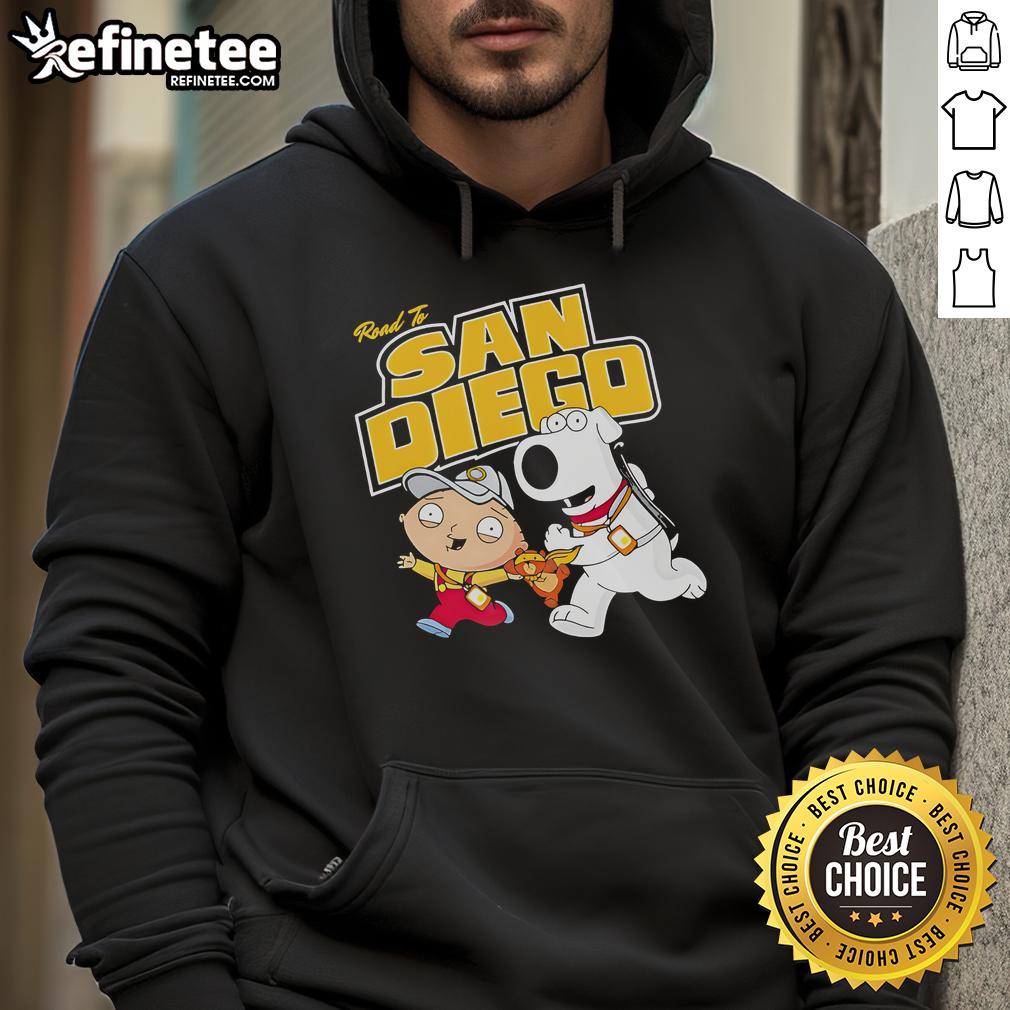 Original Family Guy hoodie featuring 'The Road to San Diego' design, perfect for fans of the show.