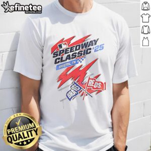 Premium Cincinnati Reds and Atlanta Braves MLB Speedway Classic '25 T-Shirt featuring vibrant team graphics, Bristol TN.