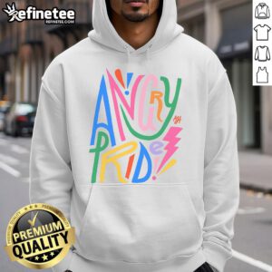 Pretty Angry Pride Hoodie featuring vibrant colors and bold graphics celebrating LGBTQ+ pride and self-expression.