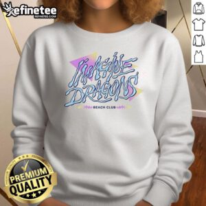 Pretty Imagine Dragons Beach Club sweatshirt in vibrant colors, perfect for fans and beach lovers alike.