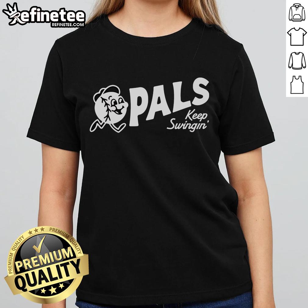 Pretty Pals Keep Swingin Ladies Tee in vibrant colors, showcasing a fun and stylish design perfect for casual wear.