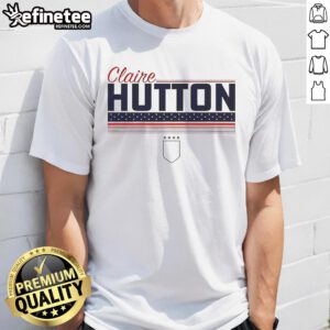 Top Claire Hutton Stripe USWNTPA T-Shirt featuring bold stripes and team logo, perfect for soccer fans and casual wear.