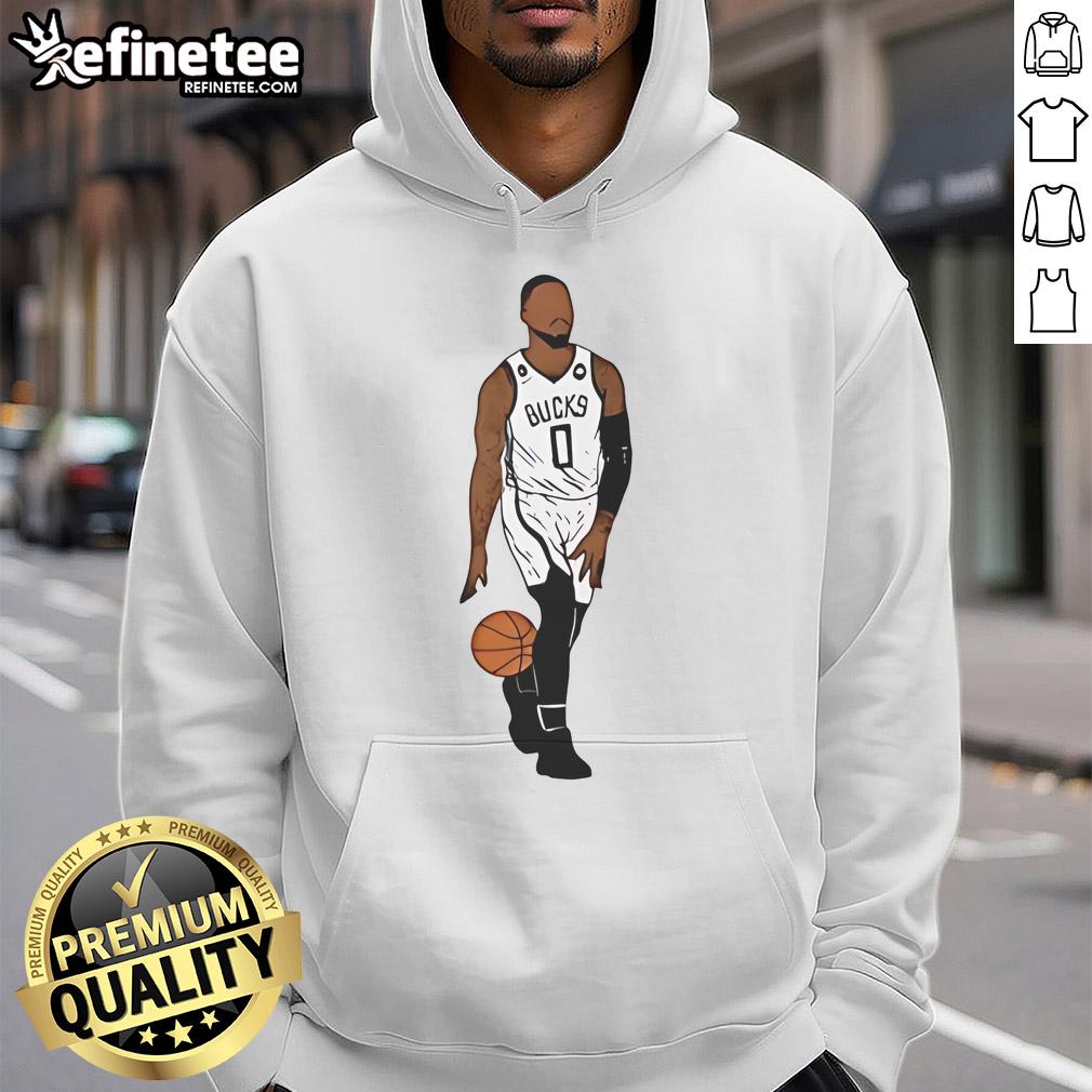 Alt Text: Top Damian Lillard Milwaukee Bucks basketball hoodie showcasing team colors and logo, perfect for fans.