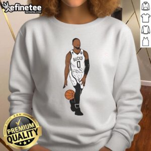 Damian Lillard Milwaukee Bucks basketball sweatshirt featuring team colors and logo, perfect for fans and casual wear.