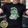 Awesome Michigan State University Spartans Big Head Logo T-Shirt featuring a bold green and white design for fans.