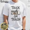 Adorable Trick Or Trash Halloween raccoon t-shirt featuring a playful raccoon design perfect for Halloween festivities.