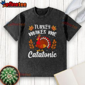 Funny turkey graphic on a washed t-shirt, perfect for Thanksgiving nap lovers who appreciate humor and comfort.