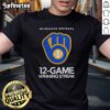 Nice Milwaukee Brewers 12-Game Winning Streak T-Shirt featuring team colors and logo, perfect for fans celebrating the streak.