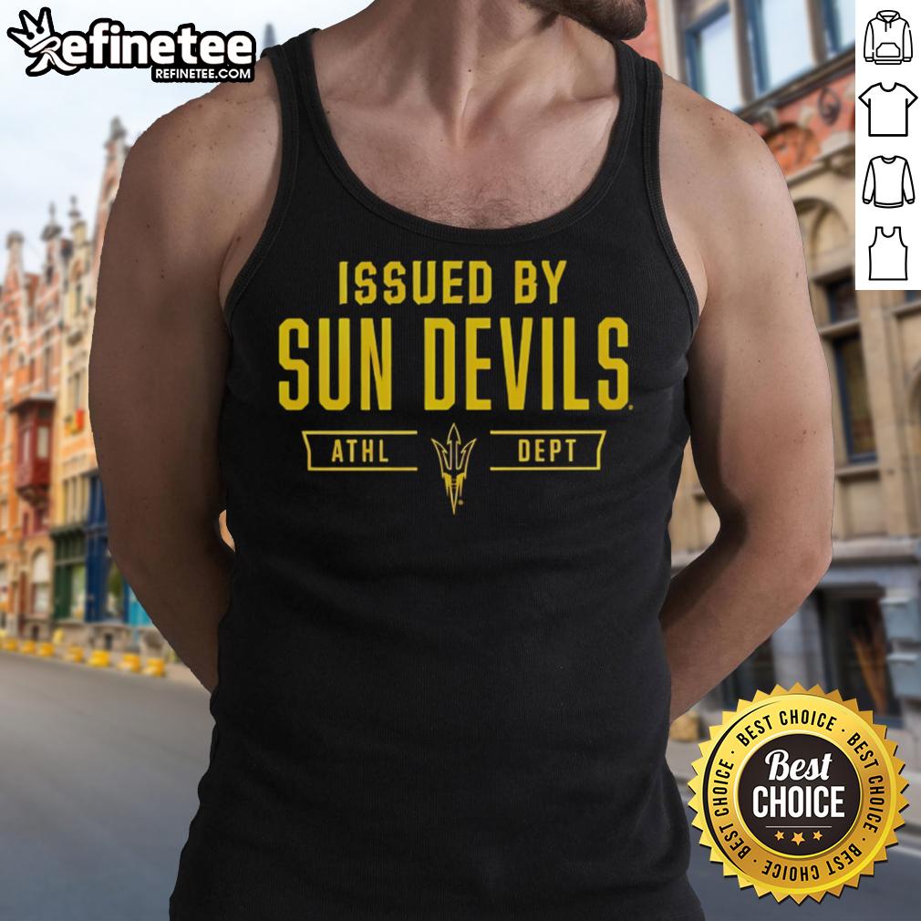 Official Arizona State Sun Devils tank top issued by the Athletic Department, featuring the team logo and colors.