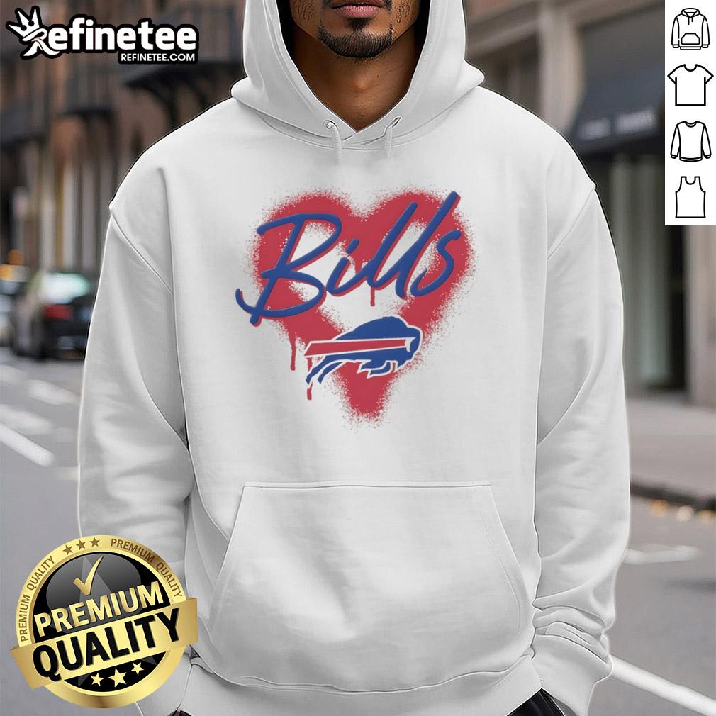 Official Buffalo Bills Football Spray Heart Hoodie in blue, featuring team logo and stylish design for fans.