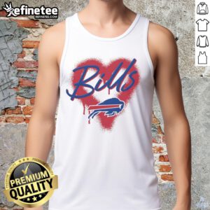 Official Buffalo Bills Football Spray Heart Tank Top in vibrant colors, perfect for game day or casual wear.