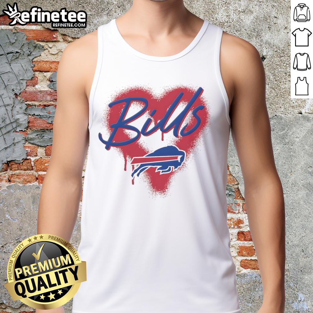 Official Buffalo Bills Football Spray Heart Tank Top in vibrant colors, perfect for game day or casual wear.