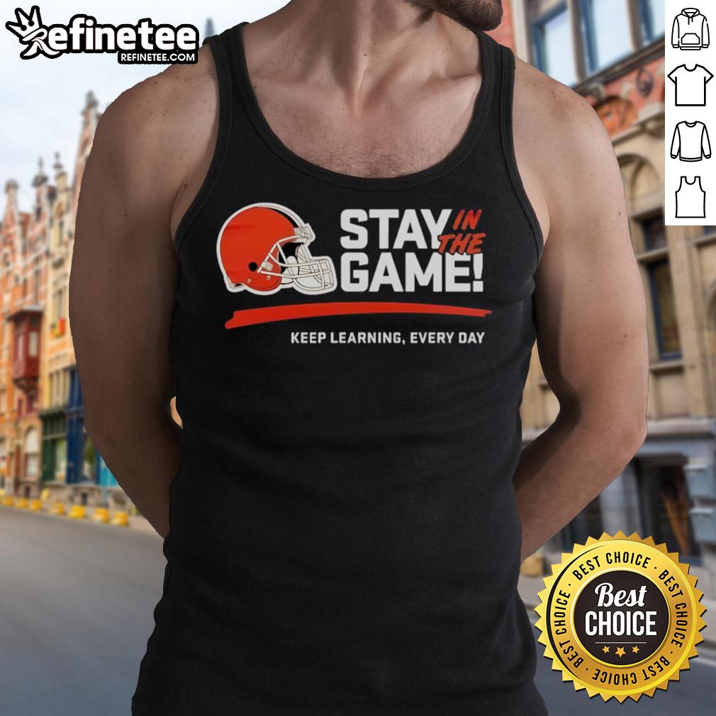 Alt Text: Official Cleveland Browns Stay In The Game Keep Learning Every Day 2025 Tank Top featuring the team's logo and vibrant colors.