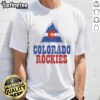 Official Colorado Rockies Hockey Mountain Logo T-Shirt featuring a bold design showcasing the team's iconic logo.