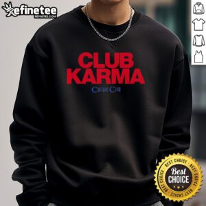 Official Culture Club Karma black sweatshirt featuring vibrant logo design, perfect for fans and casual wear.