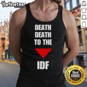 Official Death to the IDF Tank Top design featuring bold text and graphic elements, perfect for statement apparel.