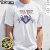 Alt Text: Official This Is How My Heart Beats New York Mets T-Shirt featuring team colors and logo, perfect for fans.