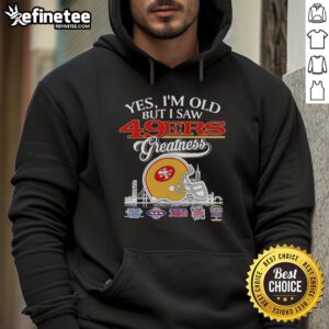 Vintage hoodie featuring San Francisco 49ers helmet against a city skyline, celebrating NFL greatness and nostalgia.
