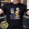 Happy Charlie Brown wearing a Penn State Nittany Lions & Pittsburgh Steelers skyline t-shirt, showcasing team spirit.