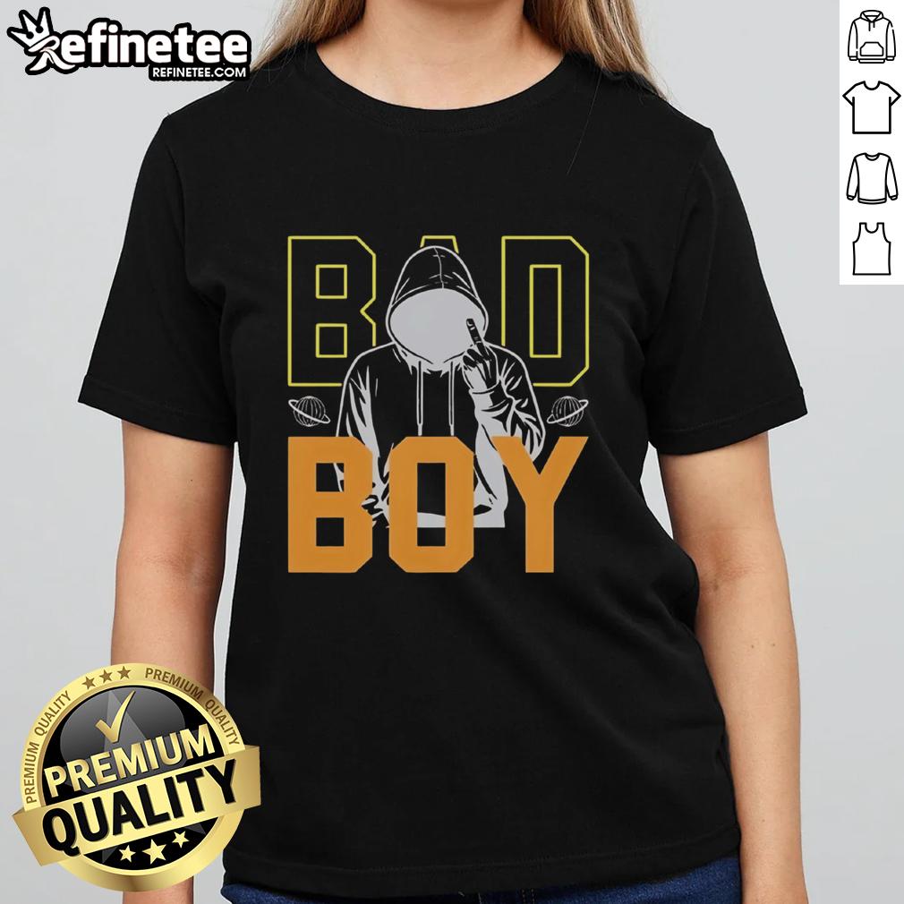 Nice Bad Boy Streetwear Rebel Graphic Ladies Tee featuring a bold design and stylish fit for modern fashion enthusiasts.