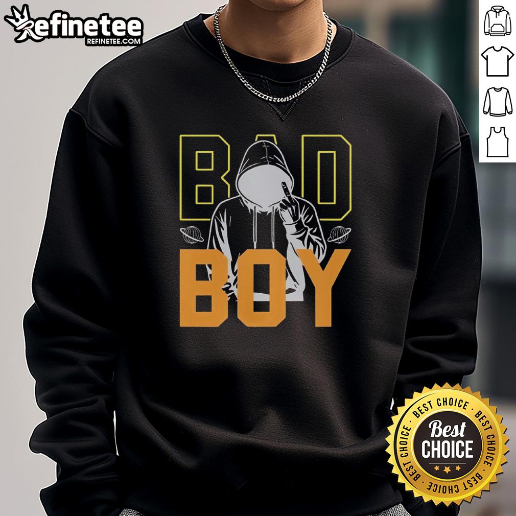 Nice Bad Boy streetwear rebel graphic sweatshirt in black, featuring bold designs and a trendy urban style.
