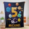 Nice Cute Astronaut Catching Moon Cartoon Blanket Fleece Customized Blanket