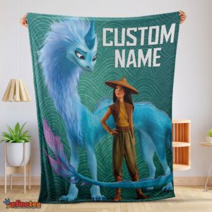 Nice Disney Cartoon Retro Raya And The Last Dragon Blanket Fleece Customized Blanket