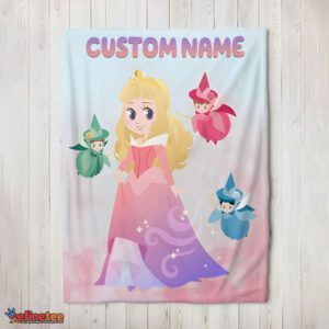 Nice Disney Chibi Aurora Sleeping Beauty Pastel-Colored Blanket Fleece Customized Blanket