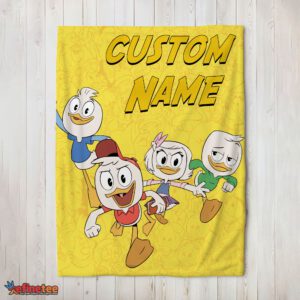 Nice Disney Ducktales Huey Dewey Louie Webby Yellow Cartoon Collage Blanket Fleece Customized Blanket