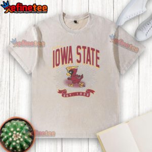 Vintage Iowa State Cyclones Prime Play Washed T-Shirt in red, featuring team logo and classic design for fans.