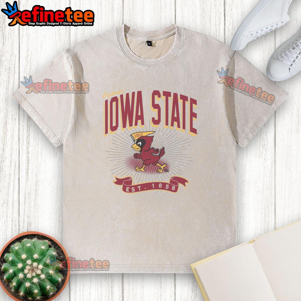 Vintage Iowa State Cyclones Prime Play Washed T-Shirt in red, featuring team logo and classic design for fans.
