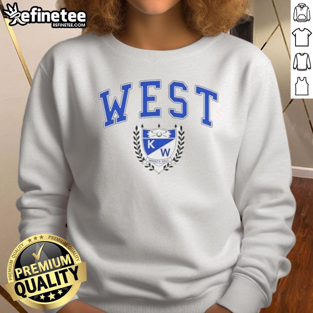 Alt Text: Nice Kenmore West Varsity Golf logo on a stylish Buffalo sweatshirt, perfect for fans and golfers alike.