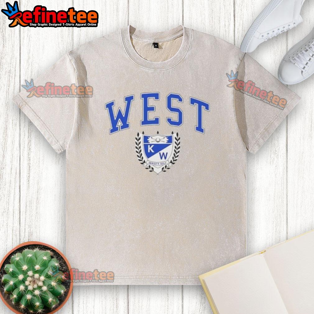Nice Kenmore West Varsity Golf logo on a Buffalo washed t-shirt, perfect for golf enthusiasts and school spirit.
