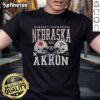 2025 Nebraska Cornhuskers vs Akron Zips college football gameday showdown helmet t-shirt design featuring team logos.