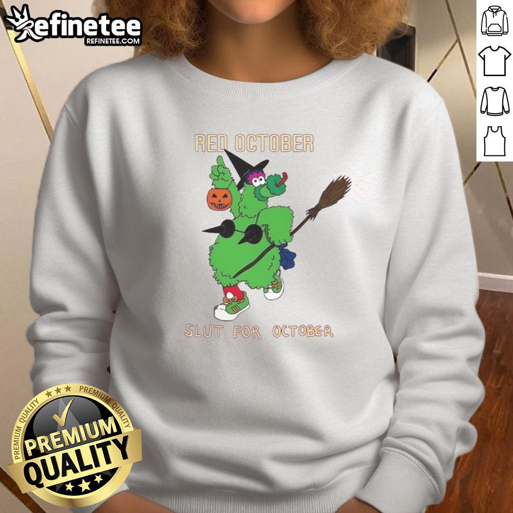 Alt Text: Philadelphia Phillies Phillie Phanatic Halloween sweatshirt for Red October fans, perfect for game day.