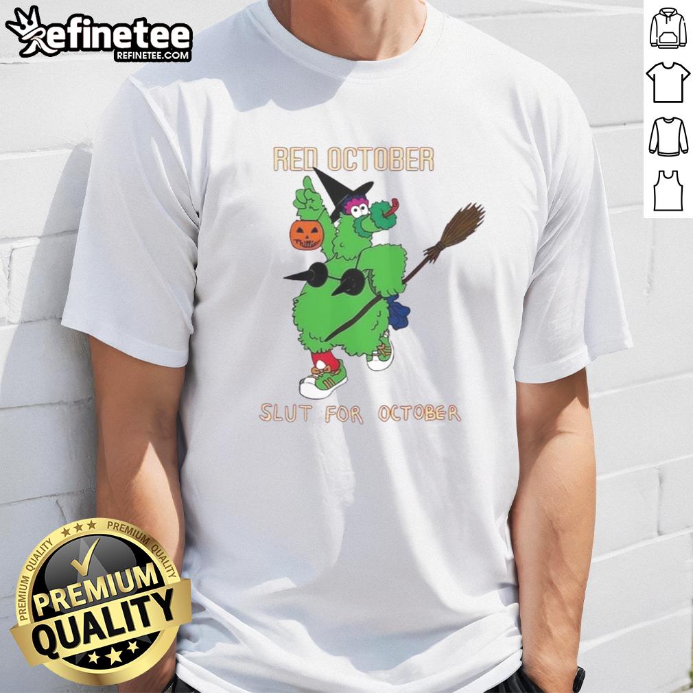 Philadelphia Phillies Phillie Phanatic Red October Halloween T-Shirt featuring vibrant colors and playful design.
