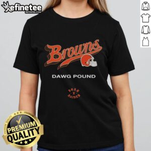 Official Cleveland Browns Born x Raised Dawg Pound Ladies Tee showcasing team spirit and style for female fans.