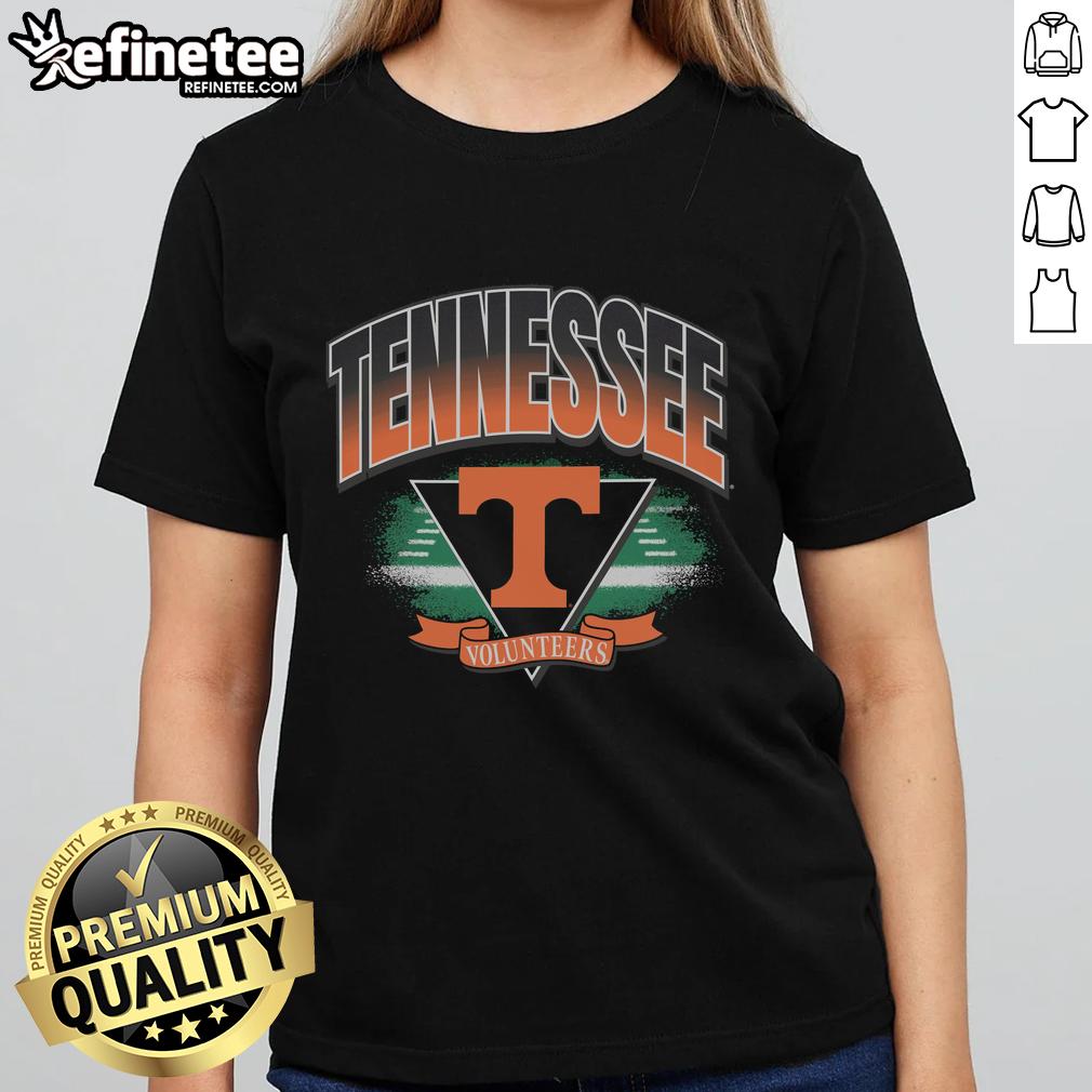 Alt Text: Stylish 'Original Tennessee Volunteers Arena Fade Ladies Tee' featuring bold team colors and logo, perfect for fans.