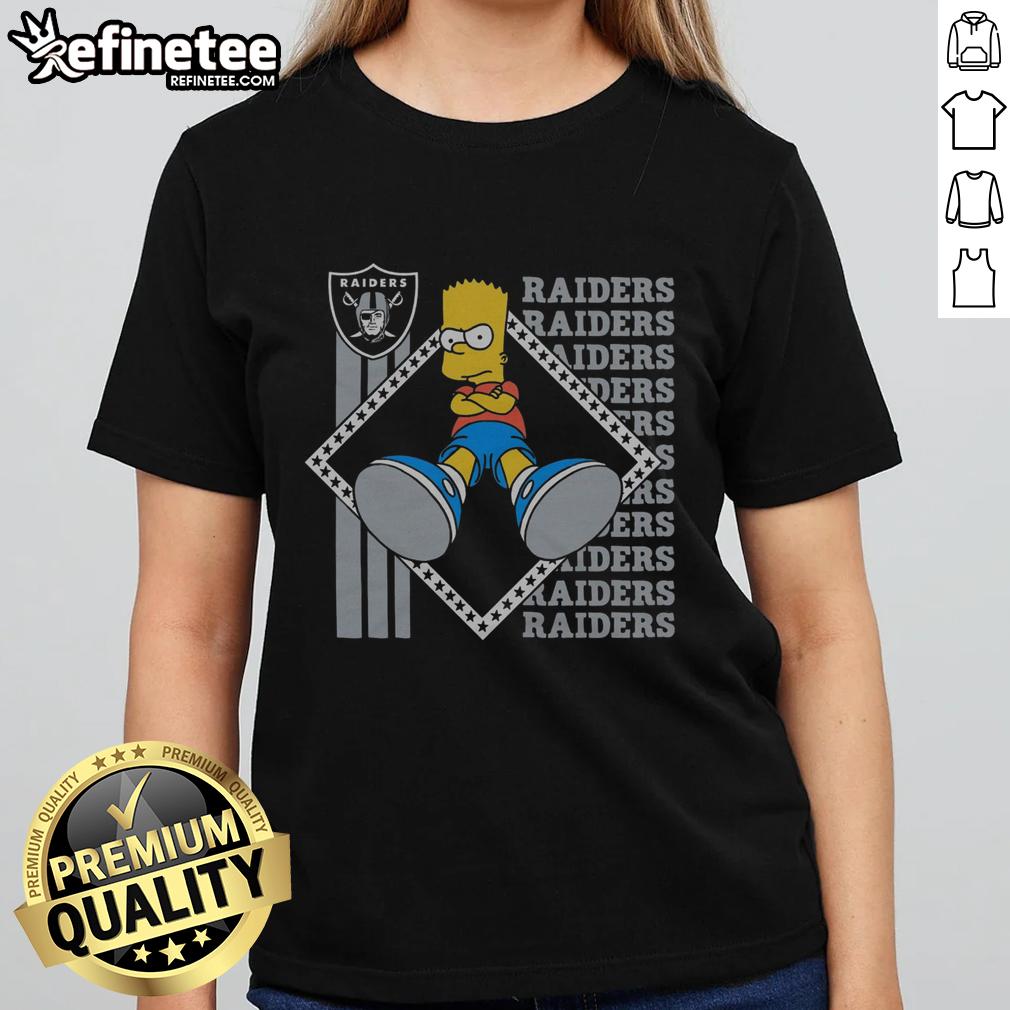 Original The Simpsons Bart X Las Vegas Raiders ladies tee featuring vibrant graphics and a stylish fit for fans.