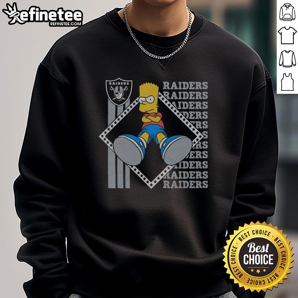 Original The Simpsons Bart X Las Vegas Raiders sweatshirt featuring Bart Simpson in Raiders gear, perfect for fans.