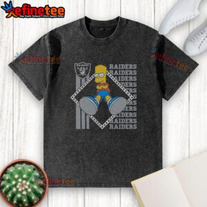 Original The Simpsons Bart X Las Vegas Raiders washed t-shirt featuring Bart Simpson in team colors, perfect for fans.