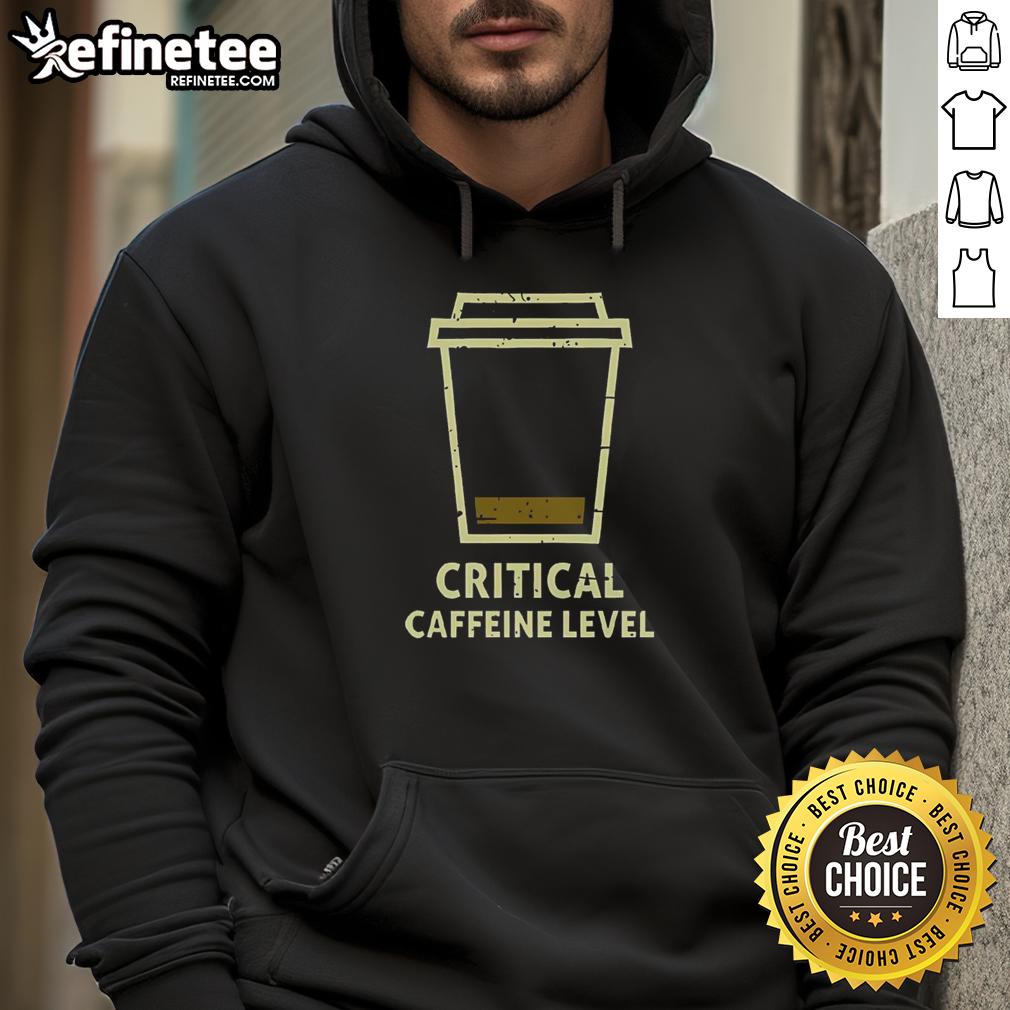 Premium Critical Caffeine Level Hoodie in black, featuring a stylish design perfect for coffee lovers and casual wear.