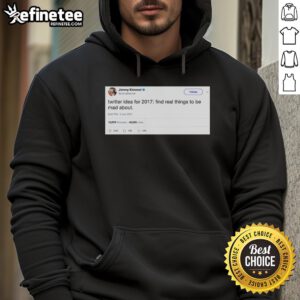Alt Text: Premium Jimmy Kimmel X Idea Find Real Things To Be Mad About Hoodie in black, featuring a bold graphic design.