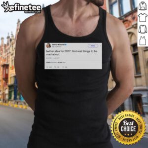 Premium Jimmy Kimmel X Idea 'Find Real Things To Be Mad About' tank top featuring bold graphic design for casual wear.